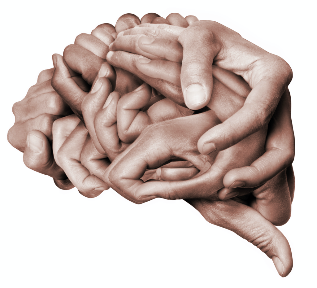 Deep Brain Reorienting - an image of hands the shape of the brain